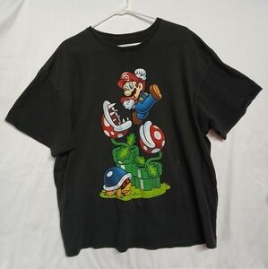 Super Mario Nintendo Black Graphic T-Shirt 2XL